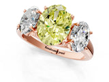 Rose gold Three-Stone Fancy Yellow Oval Cut Diamond Engagement Ring with Prong Setting_4