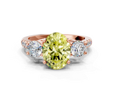 Rose gold Three-Stone Fancy Yellow Oval  Cut Diamond Pavé Band with Four-Prong Setting_28