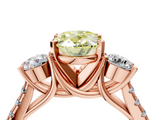 Rose gold Three-Stone Fancy Yellow Oval  Cut Diamond Pavé Band with Four-Prong Setting_32