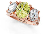 Rose gold Three-Stone Fancy Yellow Oval  Cut Diamond Ring with Channel-Set Band and Four-Prong Setting_53