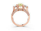 Rose gold Three-Stone Fancy Yellow Oval  Cut Diamond Ring with Channel-Set Band and Four-Prong Setting_55