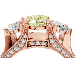 Rose gold Three-Stone Fancy Yellow Oval  Cut Diamond Ring with Channel-Set Band and Four-Prong Setting_56