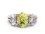 Rose gold Three-Stone Fancy Yellow Oval  Cut Diamond Ring with Channel-Set Band and Four-Prong Setting_78