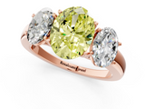 Rose gold Three-Stone Fancy Yellow Oval  Cut Diamond Ring with Channel-Set Band and Four-Prong Setting_79