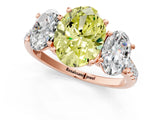 Rose gold Three-Stone Fancy Yellow Oval Cut Diamond Ring with Pavé Band and Prong Setting_105