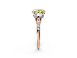 Rose gold Three-Stone Fancy Yellow Oval Cut Diamond Ring with Pavé Band and Prong Setting_106