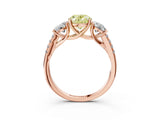 Rose gold Three-Stone Fancy Yellow Oval Cut Diamond Ring with Pavé Band and Prong Setting_107