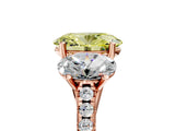 Rose gold Three-Stone Fancy Yellow Oval Cut Diamond Ring with Pavé Band and Prong Setting_109