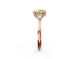 Rose gold Three-Stone Fancy Yellow Oval  Cut Diamond Ring with Pear Side Stones in Four-Prong Setting_111