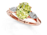 Rose gold Three-Stone Fancy Yellow Oval Cut Diamond Ring with Pear  Side Stones in Four-Prong Setting_13