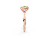 Rose gold Three-Stone Fancy Yellow Oval Cut Diamond Ring with Pear  Side Stones in Four-Prong Setting_14