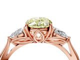 Rose gold Three-Stone Fancy Yellow Oval Cut Diamond Ring with Pear  Side Stones in Four-Prong Setting_16