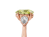 Rose gold Three-Stone Fancy Yellow Oval Cut Diamond Ring with Pear  Side Stones in Four-Prong Setting_17