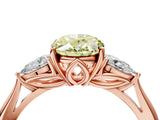Rose gold Three-Stone Fancy Yellow Oval Cut Diamond Ring with Pear  Side Stones in Four-Prong Setting_52