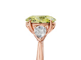 Rose gold Three-Stone Fancy Yellow Oval Cut Diamond Ring with Pear  Side Stones in Four-Prong Setting_53