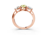 Rose gold Three-Stone Fancy Yellow Oval Cut Diamond Ring with Round Side Stones, Classic Band, and Four-Prong Setting_15