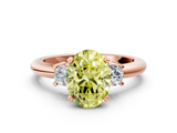 Rose gold Three-Stone Fancy Yellow Oval  Cut Diamond Solitaire with Prong Setting and Classic Band_28