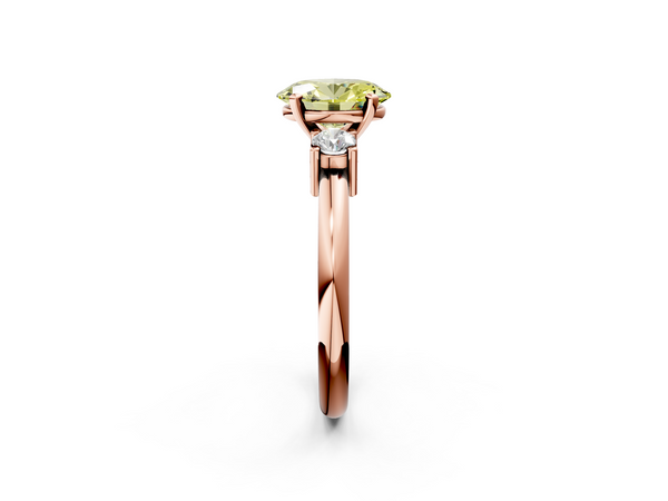 Rose gold Three-Stone Fancy Yellow Oval  Cut Diamond Solitaire with Prong Setting and Classic Band