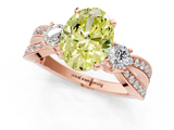 Rose gold Three-Stone Fancy Yellow Oval  Cut Diamond Twist Band with Prong Setting_52