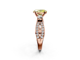 Rose gold Three-Stone Fancy Yellow Oval  Cut Diamond Twist Band with Prong Setting_53