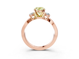 Rose gold Three-Stone Fancy Yellow Oval  Cut Diamond Twist Band with Prong Setting_54