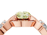 Rose gold Three-Stone Fancy Yellow Oval Cut Diamond Wave Pave Band with Prong Setting_4