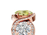Rose gold Three-Stone Fancy Yellow Oval Cut Diamond Wave Pave Band with Prong Setting_5