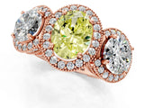 Rose gold Three-Stone Fancy Yellow Oval Cut Halo Diamond Milgrain Band with Four-Prong Setting_1