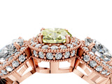 Rose gold Three-Stone Fancy Yellow Oval Cut Halo Diamond Milgrain Band with Four-Prong Setting_4