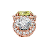 Rose gold Three-Stone Fancy Yellow Oval Cut Halo Diamond Milgrain Band with Four-Prong Setting_5
