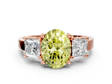Rose gold Three-Stone Fancy Yellow Oval  Cut Solitaire Ring with Prong Setting_3