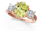 Rose gold Three-Stone Fancy Yellow Oval  Cut Solitaire Ring with Prong Setting_4