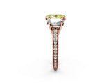 Rose gold Three-Stone Fancy Yellow Oval  Diamond Milgrain Pave Band with Prong Setting 2