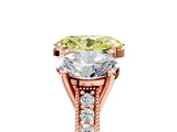 Rose gold Three-Stone Fancy Yellow Oval  Diamond Milgrain Pave Band with Prong Setting 5