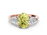 Rose gold Three-Stone Fancy Yellow Oval  Diamond Ring with Pear Side Stones in Four-Prong Setting_58