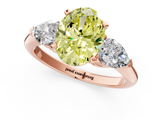 Rose gold Three-Stone Fancy Yellow Oval  Diamond Ring with Pear Side Stones in Four-Prong Setting_59