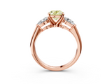 Rose gold Three-Stone Fancy Yellow Oval  Diamond Ring with Pear Side Stones in Four-Prong Setting_61