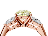 Rose gold Three-Stone Fancy Yellow Oval  Diamond Ring with Pear Side Stones in Four-Prong Setting_62