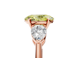 Rose gold Three-Stone Fancy Yellow Oval  Diamond Ring with Pear Side Stones in Four-Prong Setting_63