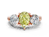 Rose gold Three-Stone Fancy Yellow Pear  Brilliant Cut Solitaire Ring with Prong Setting on a Classic Band 1