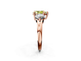 Rose gold Three-Stone Fancy Yellow Pear  Brilliant Cut Solitaire Ring with Prong Setting on a Classic Band 3