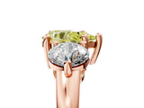 Rose gold Three-Stone Fancy Yellow Pear  Brilliant Cut Solitaire Ring with Prong Setting on a Classic Band