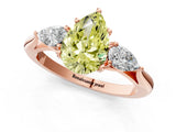 Rose gold Three-Stone Fancy Yellow Pear Cut Brilliant Diamond Solitaire Ring with Tapered Band and Four-Prong Setting_4