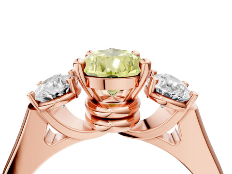 Rose gold Three-Stone Fancy Yellow Pear Cut Brilliant Diamond Trellis Ring with Comfort Fit Band_4