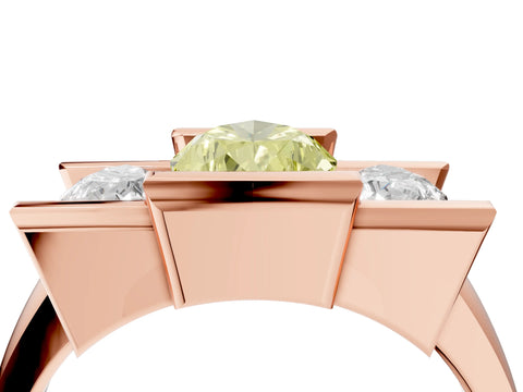 Rose gold Three Stone Fancy Yellow Pear Cut Cut Channel Set Diamond Ring_4