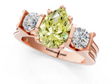 Rose gold Three-Stone Fancy Yellow Pear Cut Cut Classic Band Prong Setting Ring_1