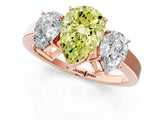 Rose gold Three-Stone Fancy Yellow Pear Cut Cut Diamond Engagement Ring with Flat Band and Four-Prong Setting_1
