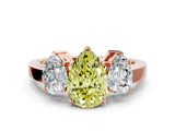 Rose gold Three-Stone Fancy Yellow Pear Cut Cut Diamond Engagement Ring with Flat Band and Four-Prong Setting_12