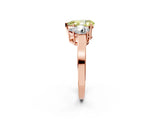 Rose gold Three-Stone Fancy Yellow Pear Cut Cut Diamond Engagement Ring with Flat Band and Four-Prong Setting_14