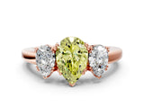 Rose gold Three-Stone Fancy Yellow Pear Cut Cut Diamond Ring with Channel Set Band and Four-Prong Setting_24